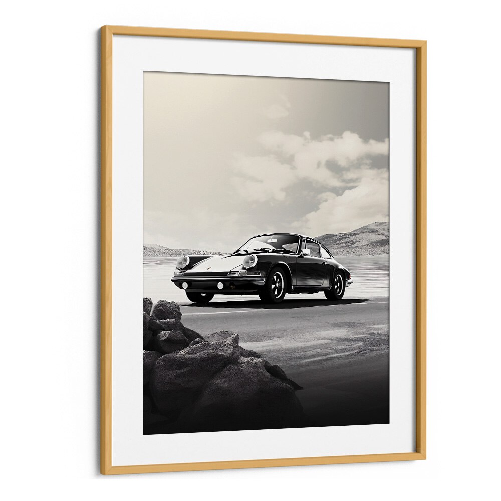 Stunning PORSCHE CREATIVE VI, CAR POSTERS in an oak frame, perfect for transforming your walls into automotive art.