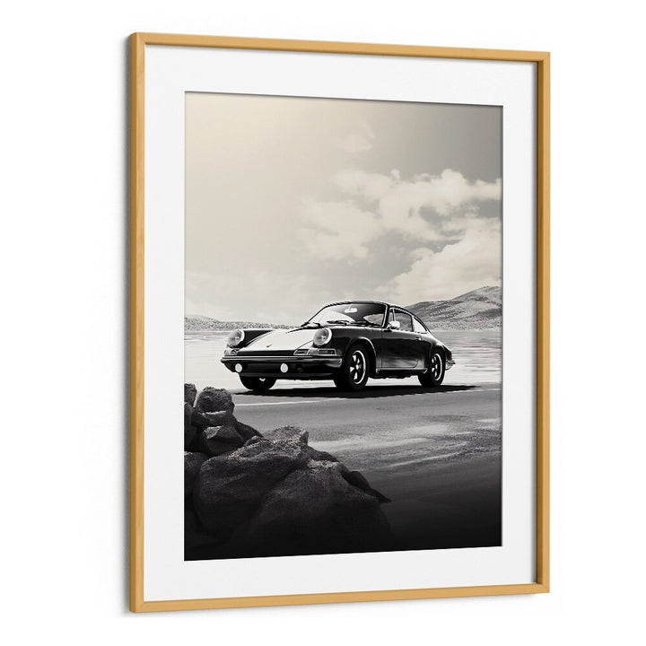 Stunning PORSCHE CREATIVE VI, CAR POSTERS in an oak frame, perfect for transforming your walls into automotive art.