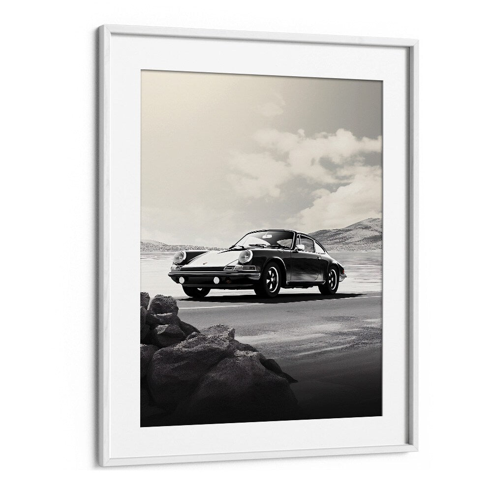 Porsche Creative VI car posters in a stylish white frame, showcasing automotive excellence for car enthusiasts.