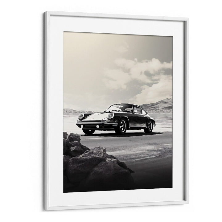 Porsche Creative VI car posters in a stylish white frame, showcasing automotive excellence for car enthusiasts.