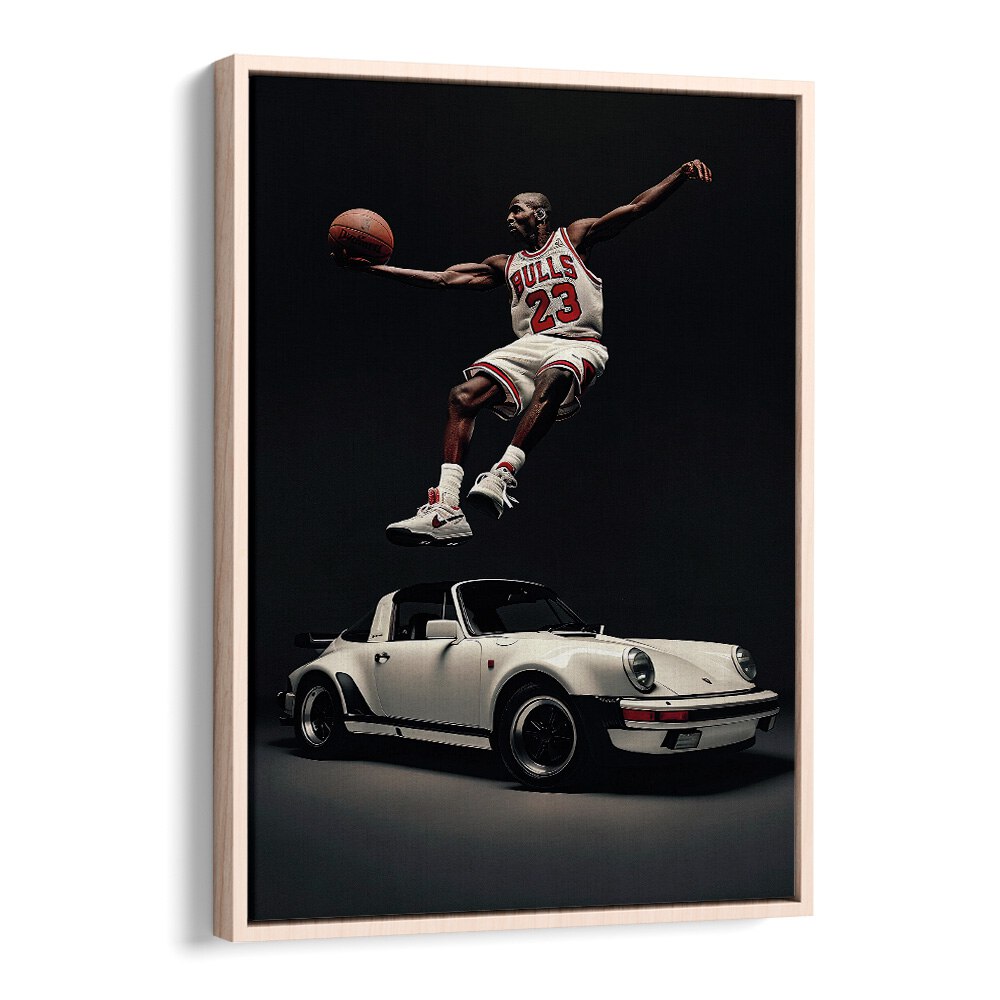 Porsche Creative VII Car Posters Automotive Wall Art Prints in Oak Wood Floater Frame