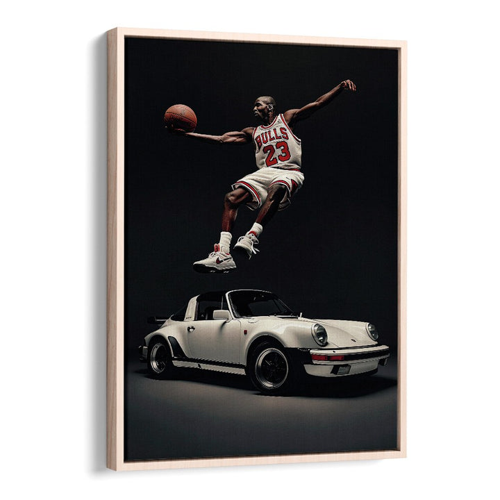 Porsche Creative VII Car Posters Automotive Wall Art Prints in Oak Wood Floater Frame