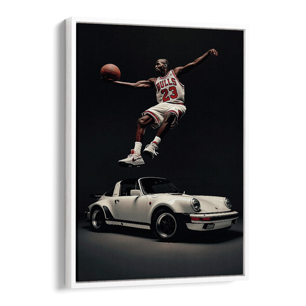 Porsche Creative VII Car Posters Automotive Wall Art Prints in White Floater Frame