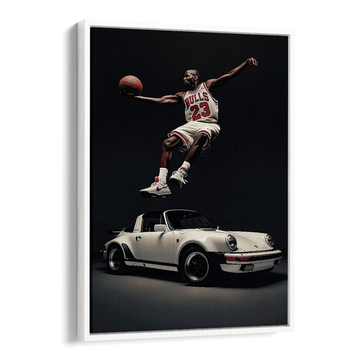 Porsche Creative VII Car Posters Automotive Wall Art Prints in White Floater Frame