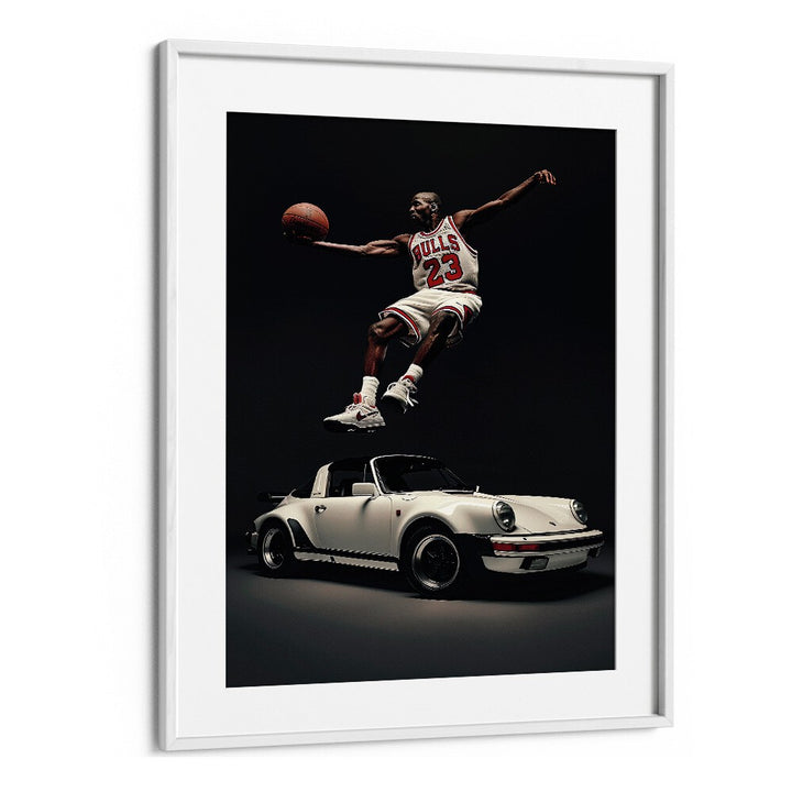 Porsche Creative VII Car Posters Automotive Wall Art Prints in White Frame With Mount