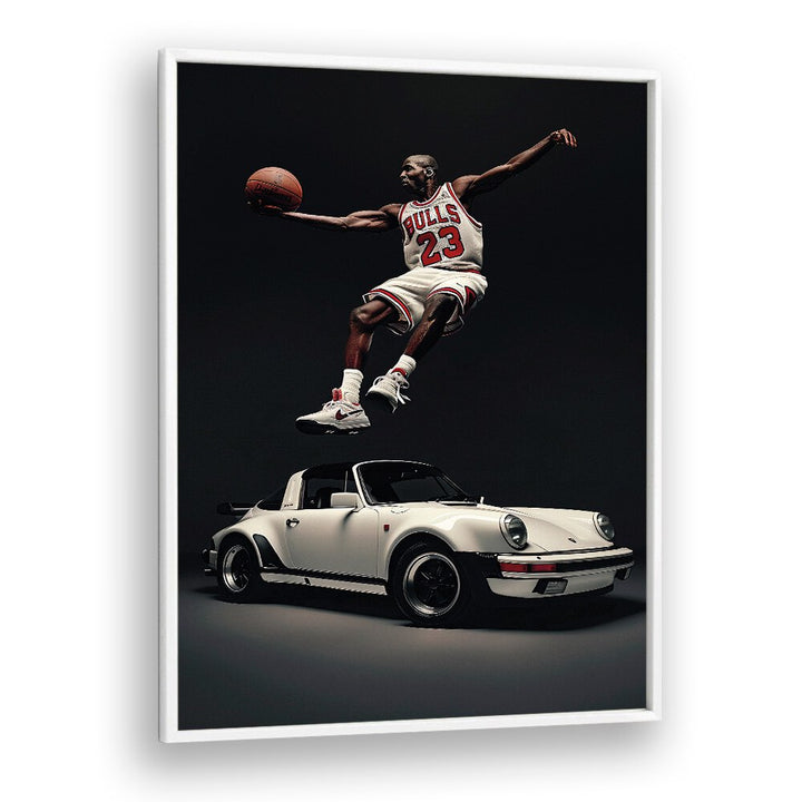 Porsche Creative VII Car Posters Automotive Wall Art Prints in White Plain Frame