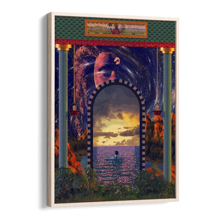 Portal To An Ocean II By Cosmo Zach Surreal Art Prints Surrealism in Oak Wood Floater Frame