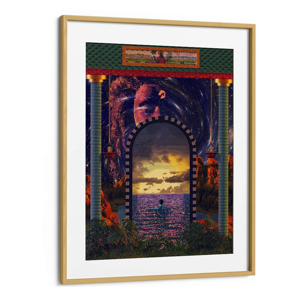 Portal To An Ocean II By Cosmo Zach Surreal Art Prints Surrealism in Oak Wood Frame With Mount