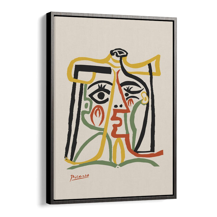 Portrait De Jacqueline Au Chapeau De Paille B-1067 Ba 1279 By Pablo Picasso Vintage Paintings in Black Floater Frame