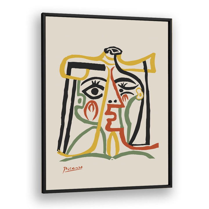 Portrait De Jacqueline Au Chapeau De Paille B-1067 Ba 1279 By Pablo Picasso Vintage Paintings in Black Plain Frame