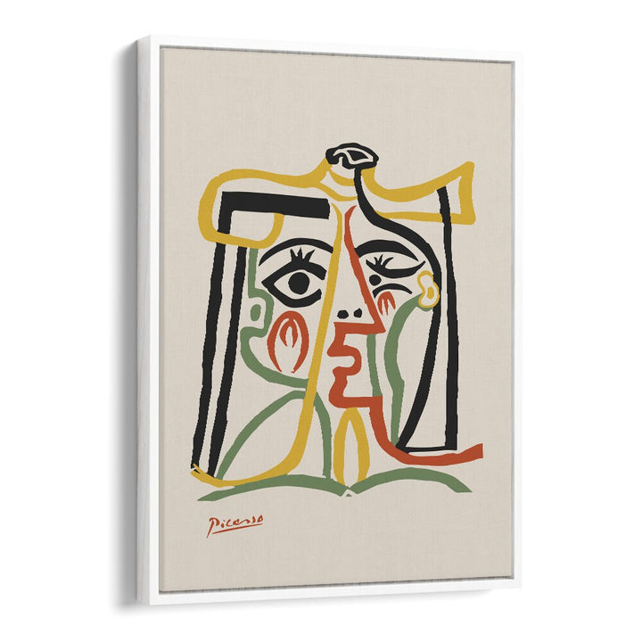 Portrait De Jacqueline Au Chapeau De Paille B-1067 Ba 1279 By Pablo Picasso Vintage Paintings in White Floater Frame