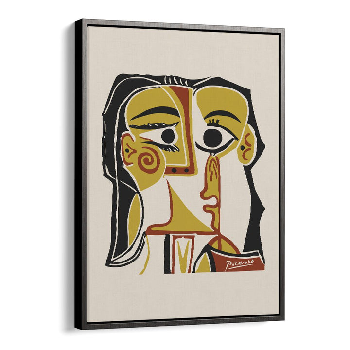 Portrait Stylise De Jacqueline Tete De Femme B-1065-Ba-1285 By Pablo Picasso Vintage Paintings in Black Floater Frame