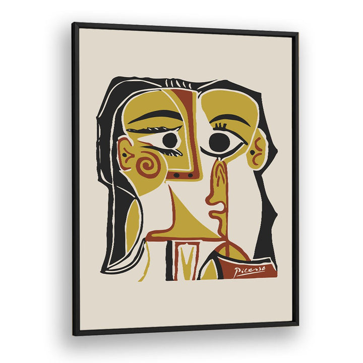 Portrait Stylise De Jacqueline Tete De Femme B-1065-Ba-1285 By Pablo Picasso Vintage Paintings in Black Plain Frame