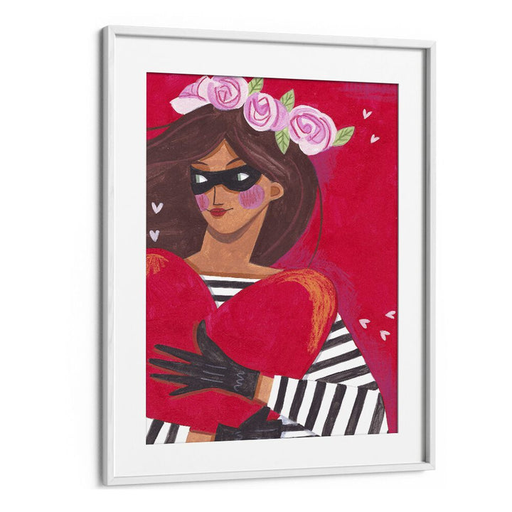 Portrait Woman You Stole My Heart By Caroline Bonne Muller Women Illustration Paintings in White Frame With Mount