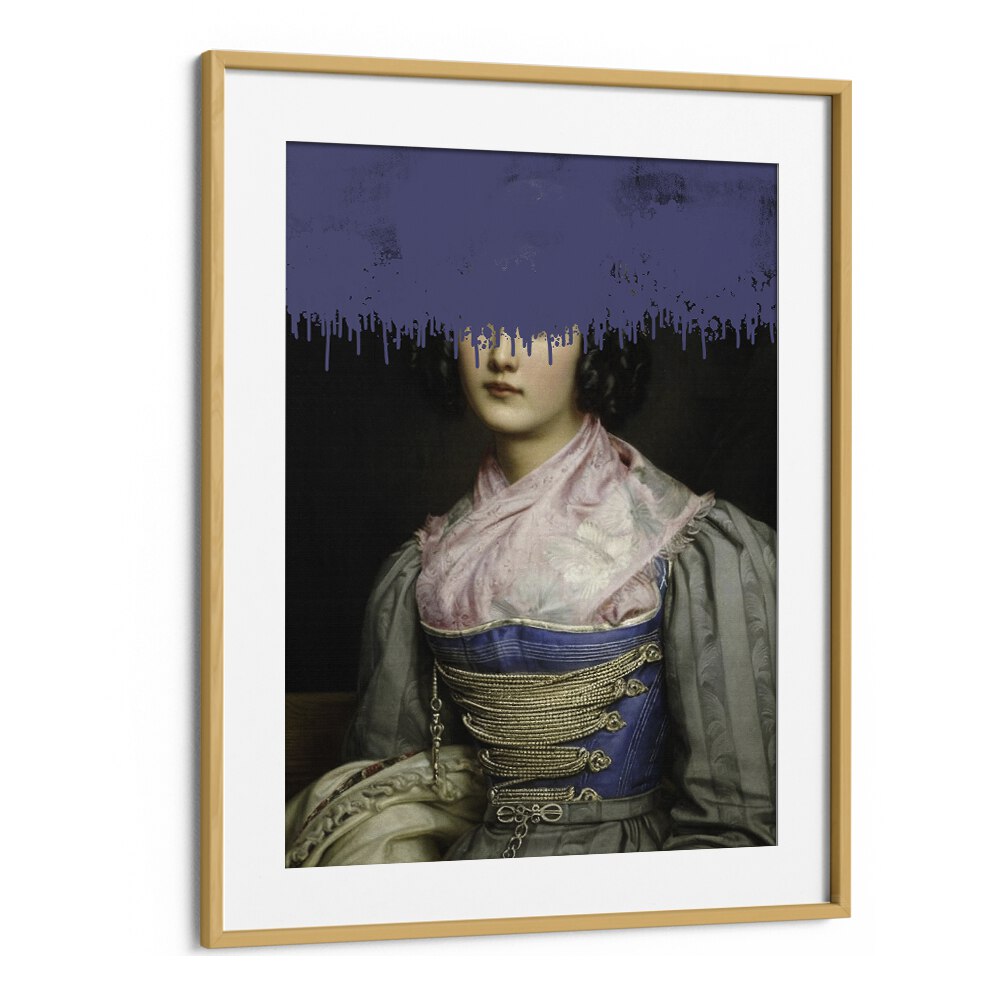 Elegant PORTRAIT OF VINTAGE WOMAN, ALTERED ART PRINTS by The Art Concept in a stylish oak wood frame.