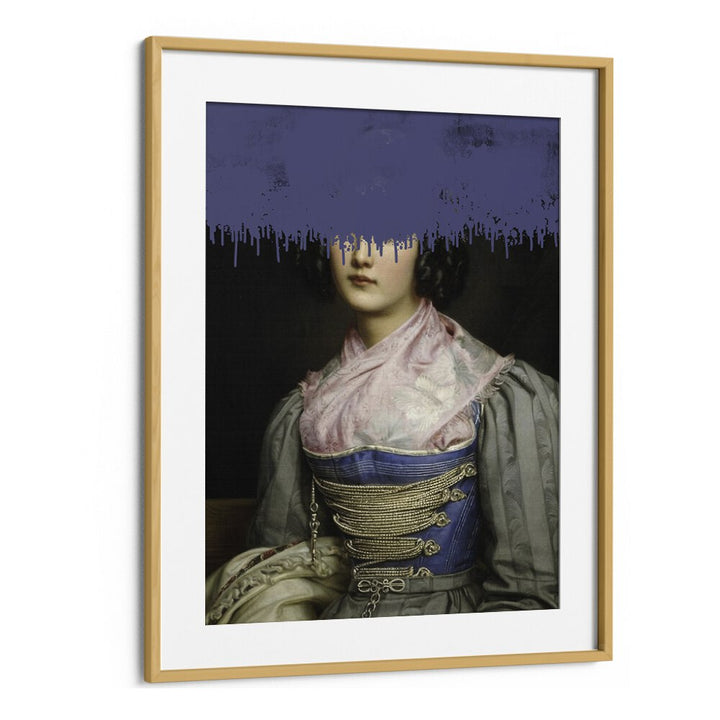 Elegant PORTRAIT OF VINTAGE WOMAN, ALTERED ART PRINTS by The Art Concept in a stylish oak wood frame.