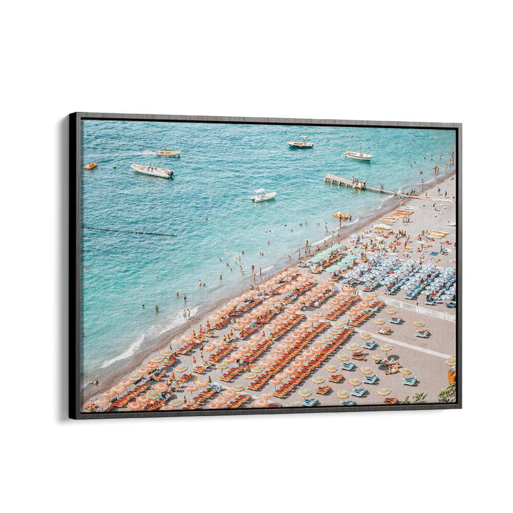 Positano Beach By Grace Digital Art Co Beach Prints in Black Floater Frame