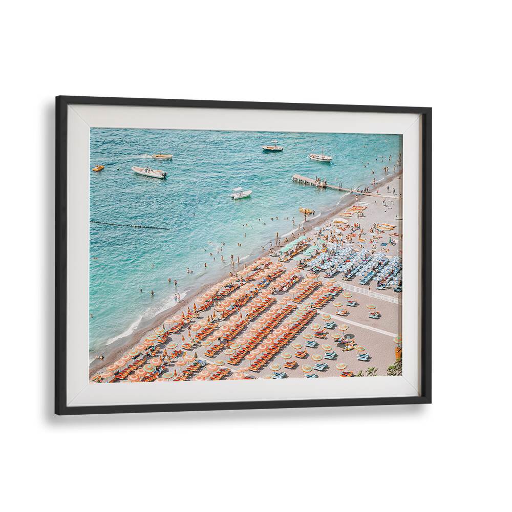 Positano Beach By Grace Digital Art Co Beach Prints in Black Frame With Mount