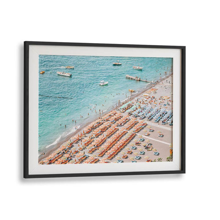 Positano Beach By Grace Digital Art Co Beach Prints in Black Frame With Mount