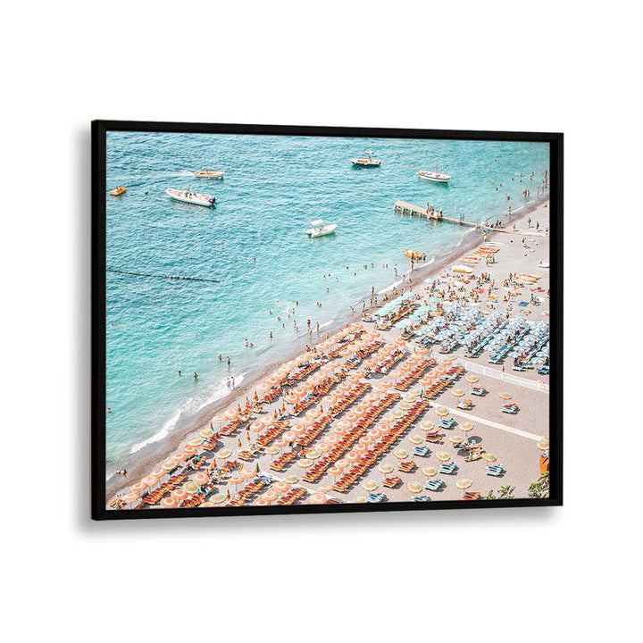 Positano Beach By Grace Digital Art Co Beach Prints in Black Plain Frame