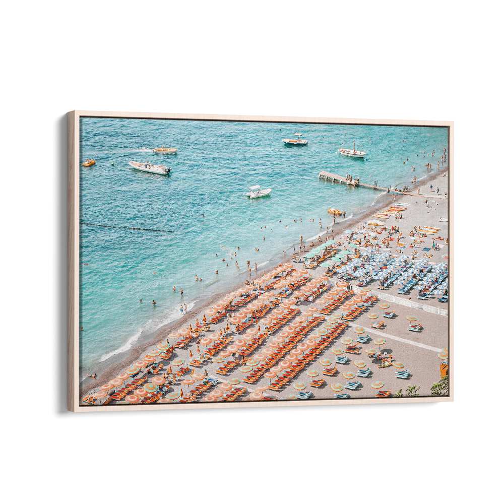 Positano Beach By Grace Digital Art Co Beach Prints in Oak Wood Floater Frame