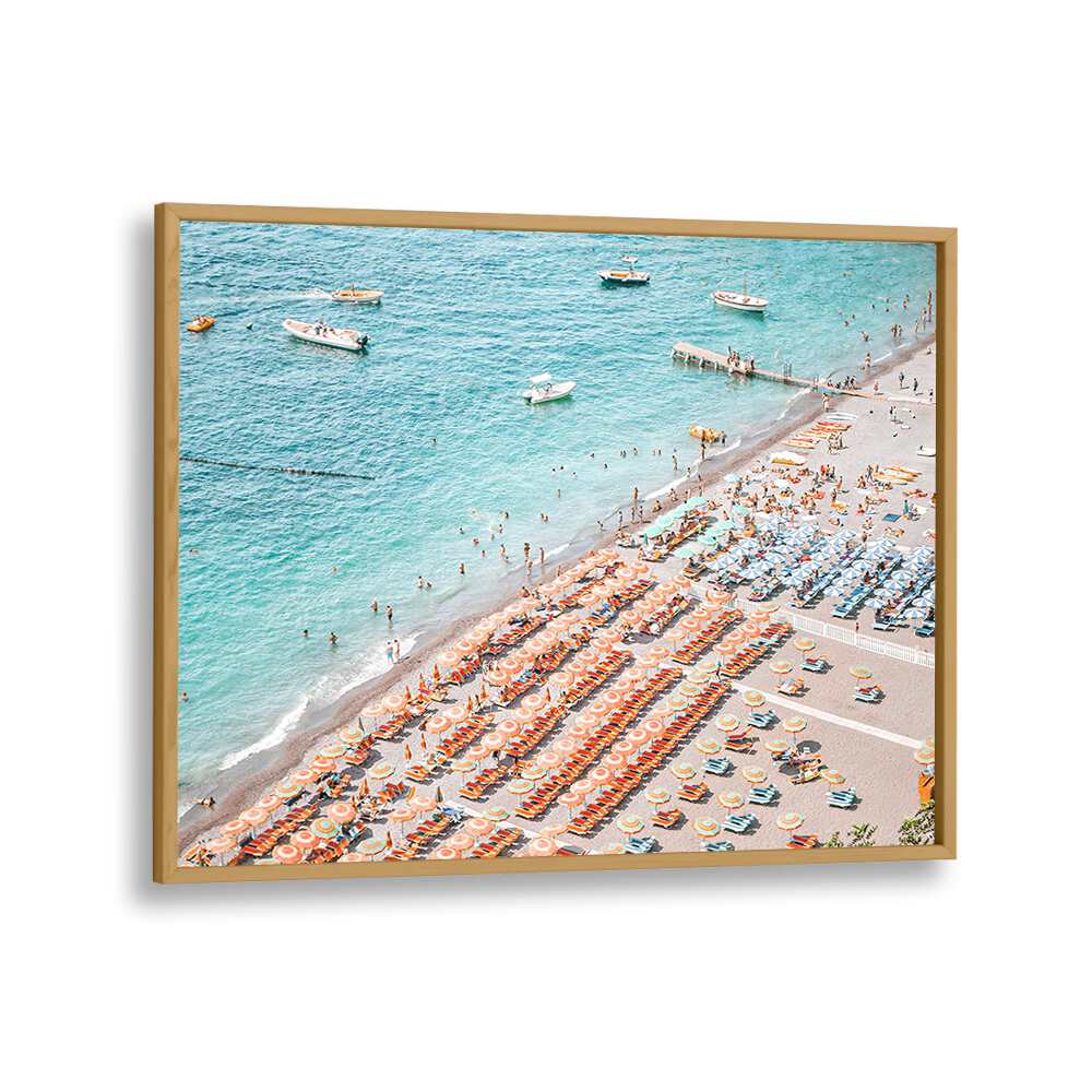 Positano Beach By Grace Digital Art Co Beach Prints in Oak Wood Plain Frame