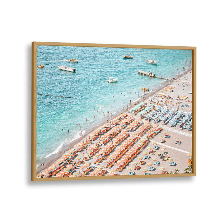 Positano Beach By Grace Digital Art Co Beach Prints in Oak Wood Plain Frame