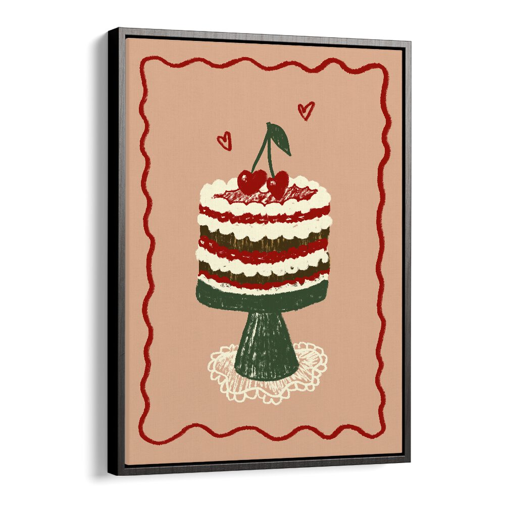 Poster Kirsch Torte Up by Studio Dolci Kitchen Posters in Black Floater Frame