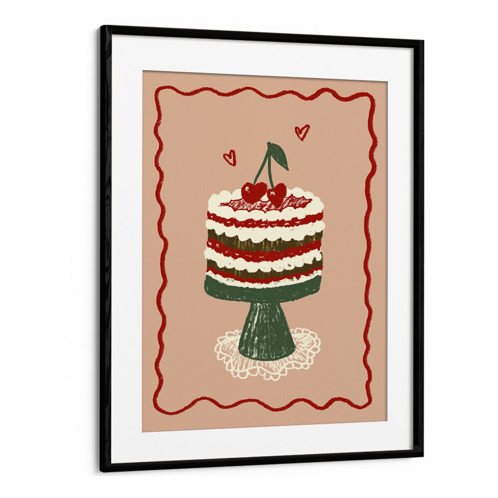 Poster Kirsch Torte Up by Studio Dolci Kitchen Posters in Black Frame With Mount