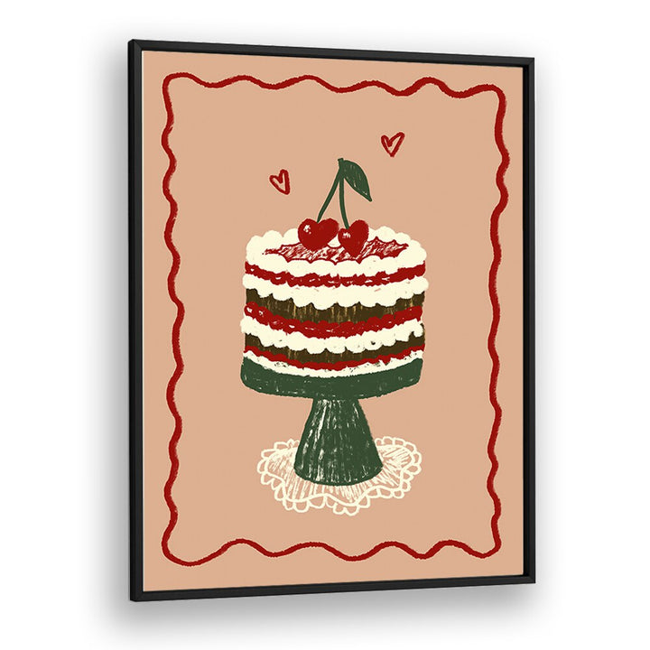 Poster Kirsch Torte Up by Studio Dolci Kitchen Posters in Black Plain Frame