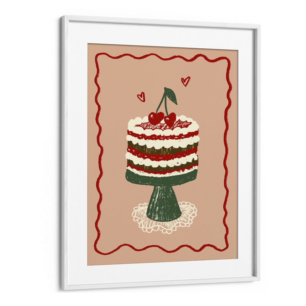 Poster Kirsch Torte Up by Studio Dolci Kitchen Posters in White Frame With Mount