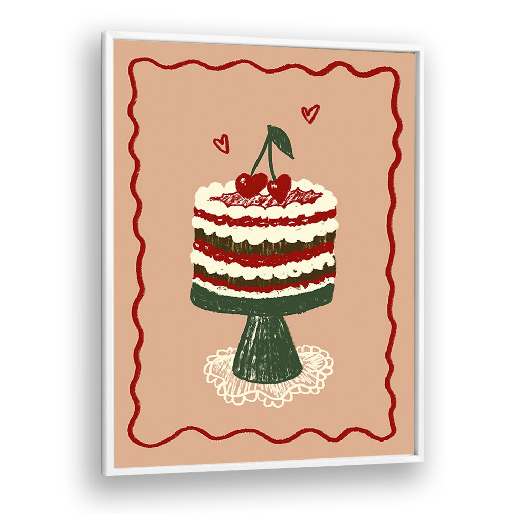 Poster Kirsch Torte Up by Studio Dolci Kitchen Posters in White Plain Frame