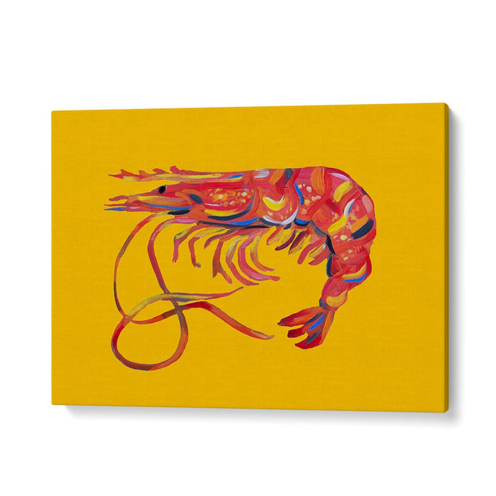 Prawn on Yellow by Alice Straker Cafe Art Prints Cafe Posters in Gallery Wrap