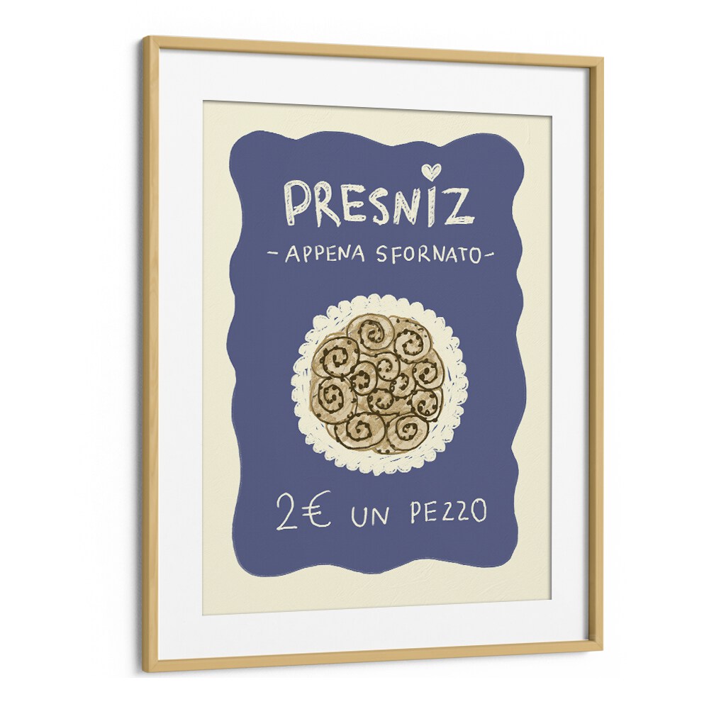 Presniz Up by Studio Dolci Kitchen Posters in Oak Wood Frame With Mount