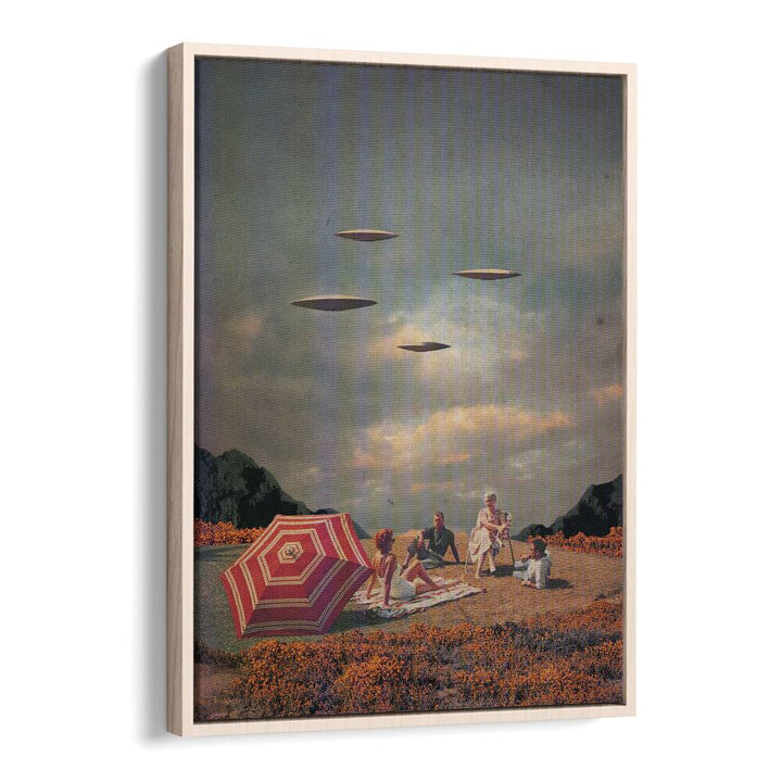 Pretend They Never Came By Frank Moth Surreal Art Prints Surrealism in Oak Wood Floater Frame