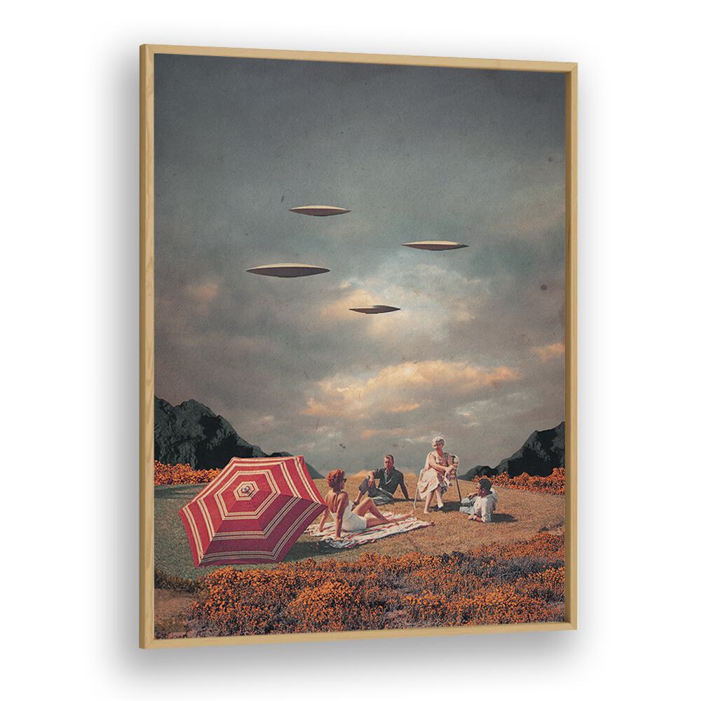 Pretend They Never Came By Frank Moth Surreal Art Prints Surrealism in Oak Wood Plain Frame