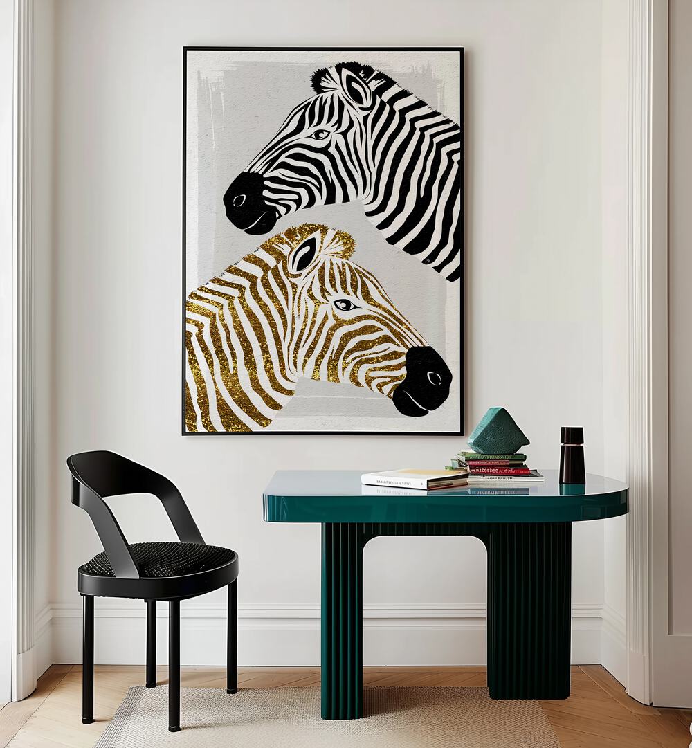 Pretty Zebras by Martina Fashion Paintings Fashion Posters  placed on wall 