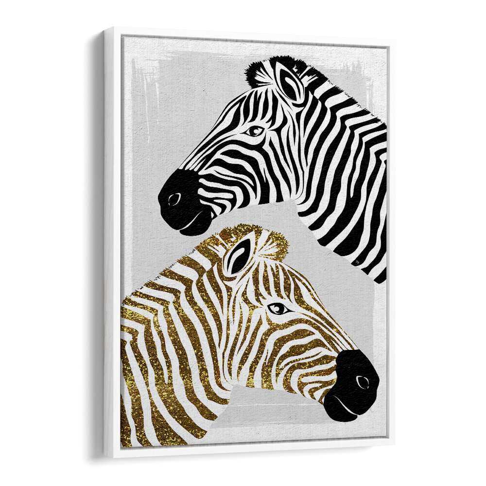 Pretty Zebras by Martina Fashion Paintings Fashion Posters in White Floater Frame