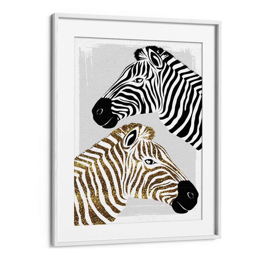 Pretty Zebras by Martina Fashion Paintings Fashion Posters in White Frame With Mount