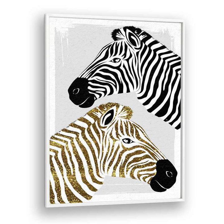 Pretty Zebras by Martina Fashion Paintings Fashion Posters in White Plain Frame