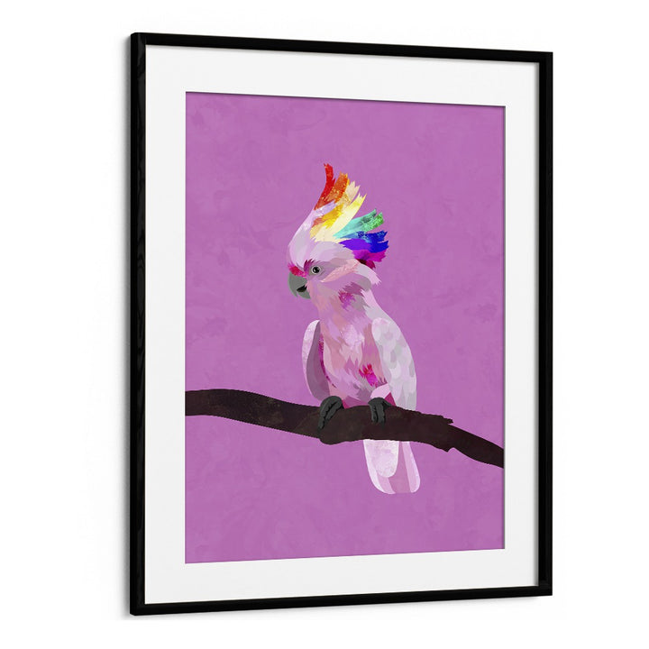 Pride Galah By Sarah Manovski Wildlife Art Print in Black Frame With Mount