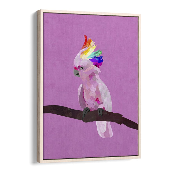 Pride Galah By Sarah Manovski Wildlife Art Print in Oak Wood Floater Frame