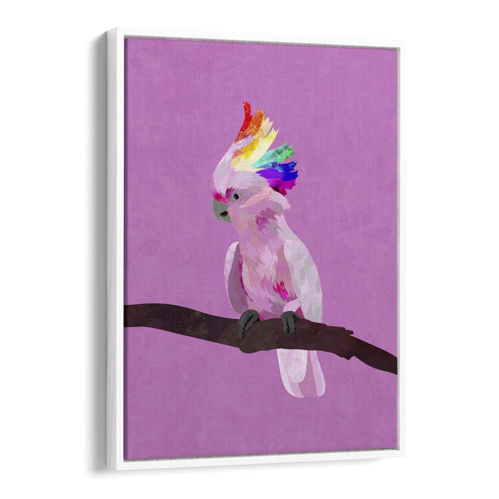 Pride Galah By Sarah Manovski Wildlife Art Print in White Floater Frame