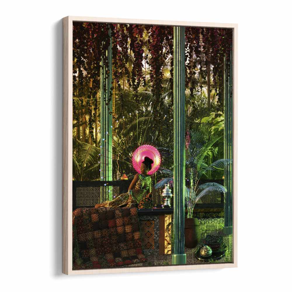 Princess In A Forest By Cosmo Zach Surreal Art Prints Surrealism in Oak Wood Floater Frame