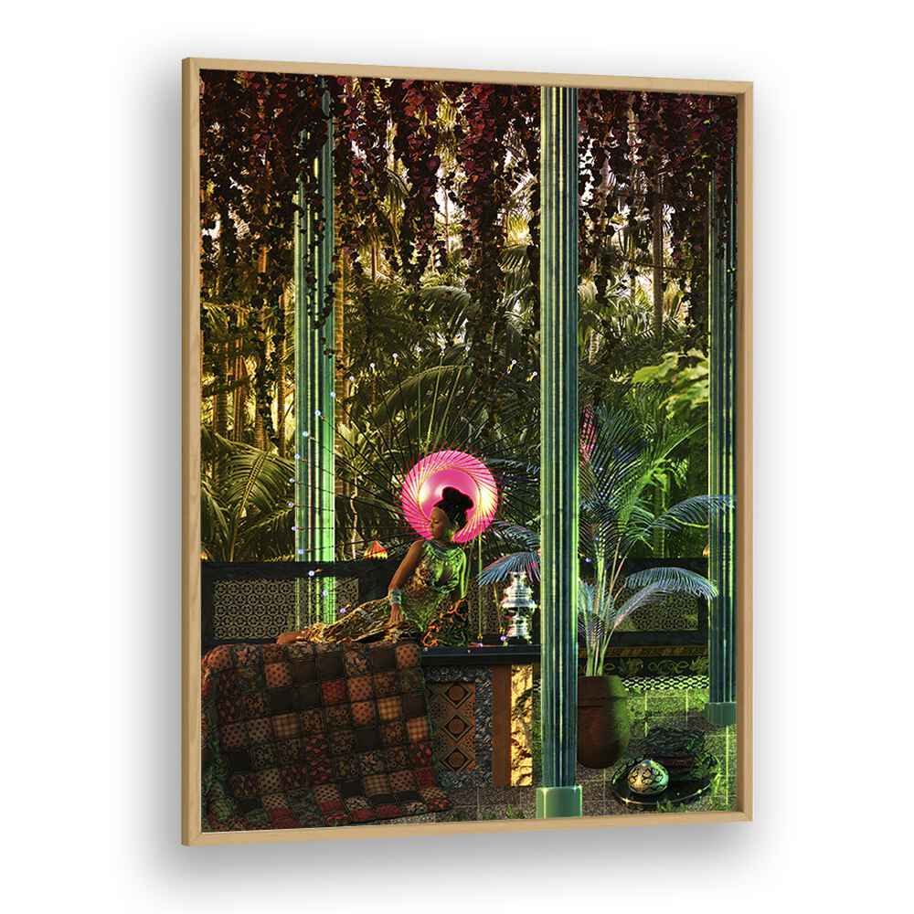 Princess In A Forest By Cosmo Zach Surreal Art Prints Surrealism in Oak Wood Plain Frame