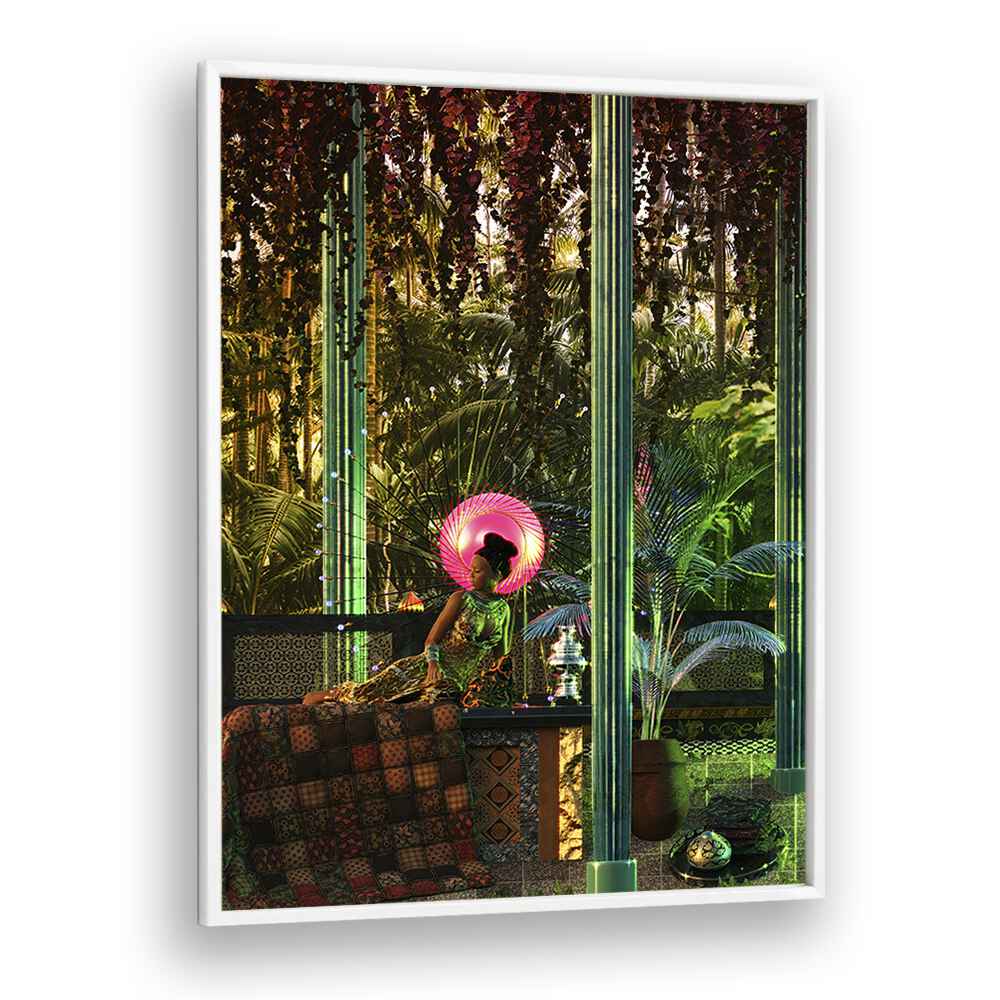 Princess In A Forest By Cosmo Zach Surreal Art Prints Surrealism in White Plain Frame