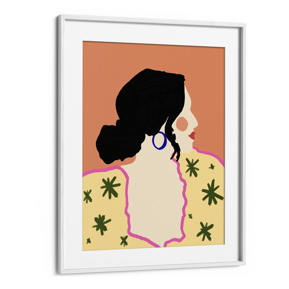 Profile By Uma Gokhale Art Prints in White Frame With Mount