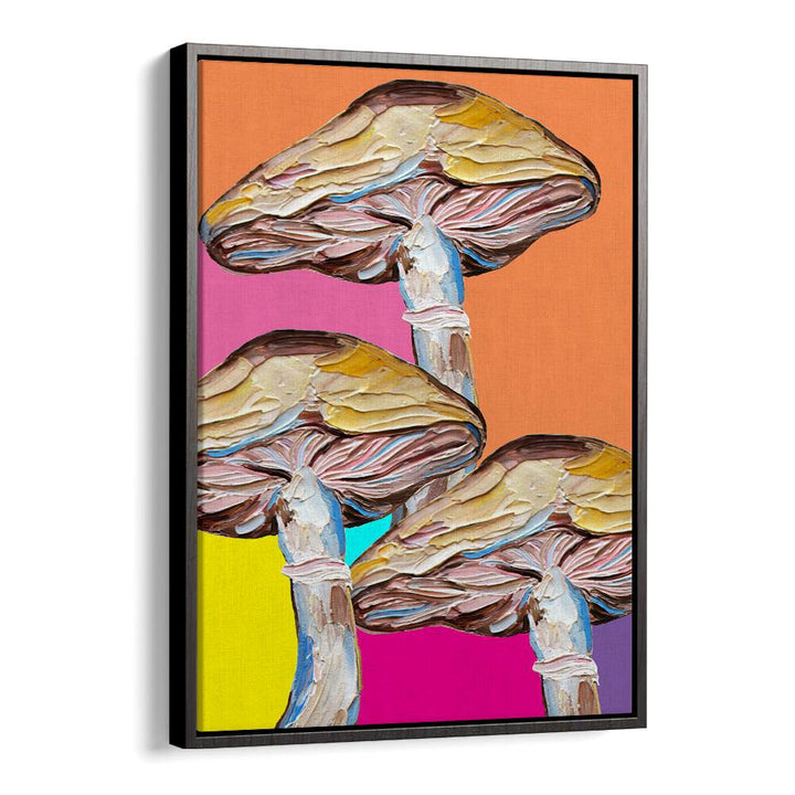 Psychedelic Mushrooms by Alice Straker Kitchen Posters Kitchen Art Prints in Black Floater Frame