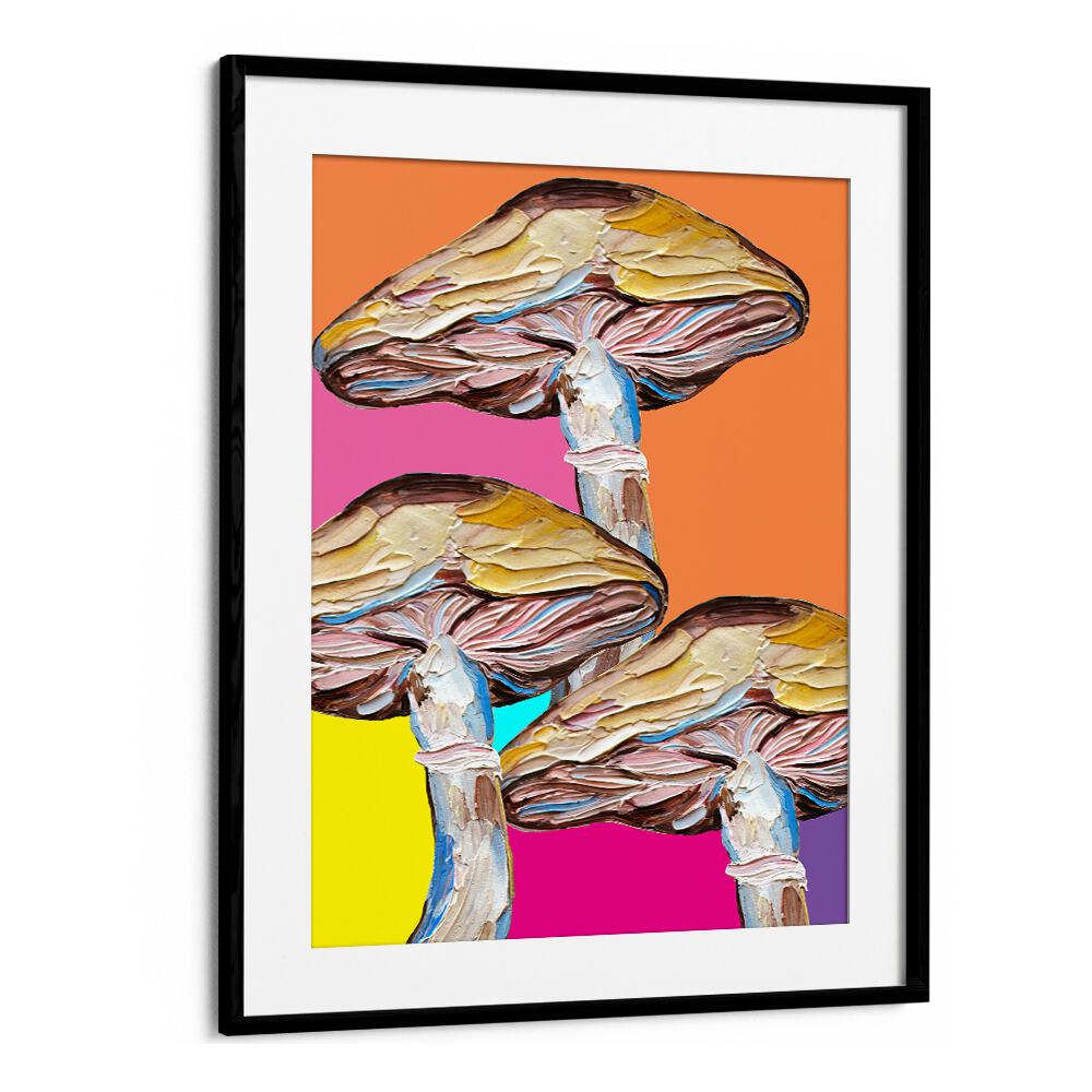 Psychedelic Mushrooms by Alice Straker Kitchen Posters Kitchen Art Prints in Black Frame With Mount