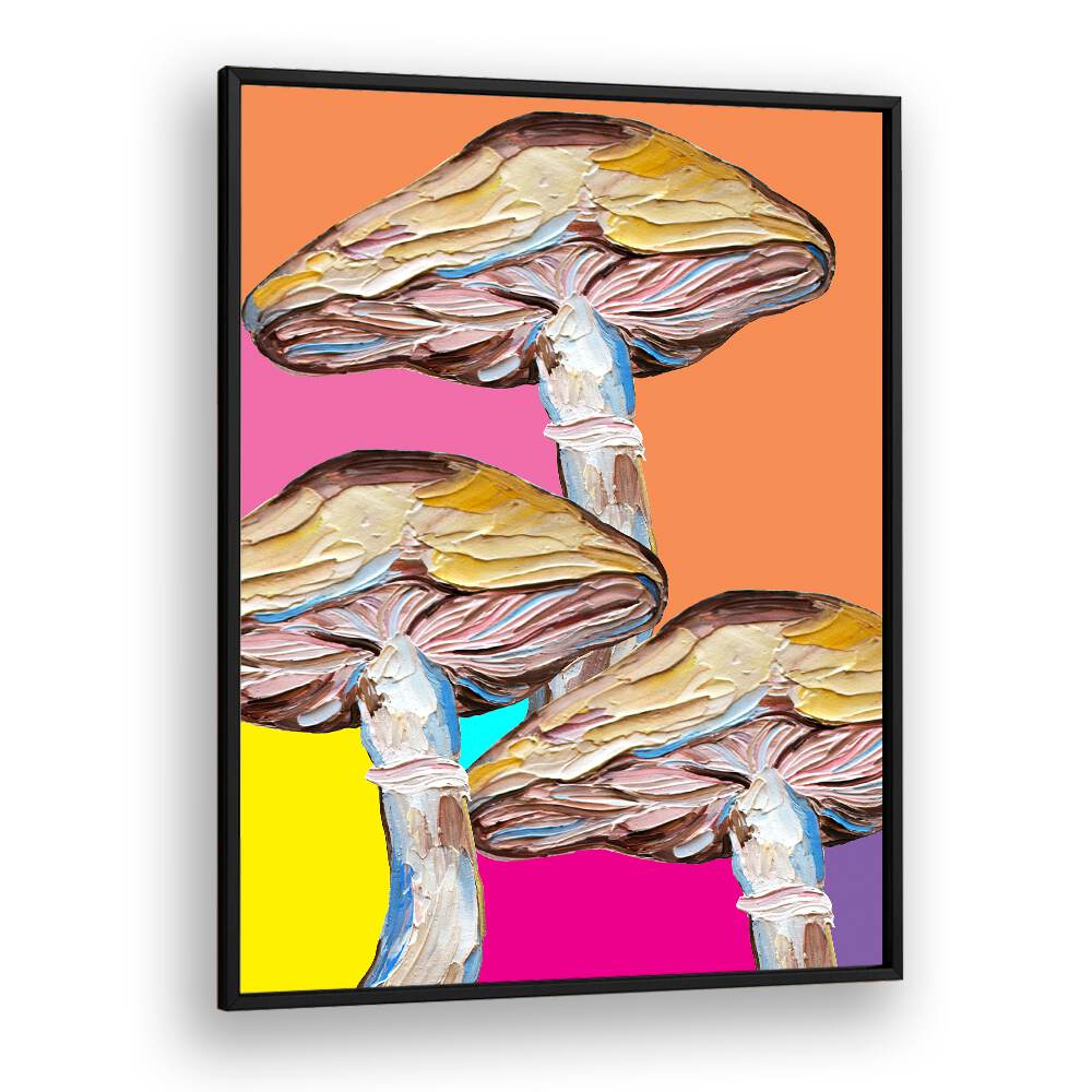 Psychedelic Mushrooms by Alice Straker Kitchen Posters Kitchen Art Prints in Black Plain Frame